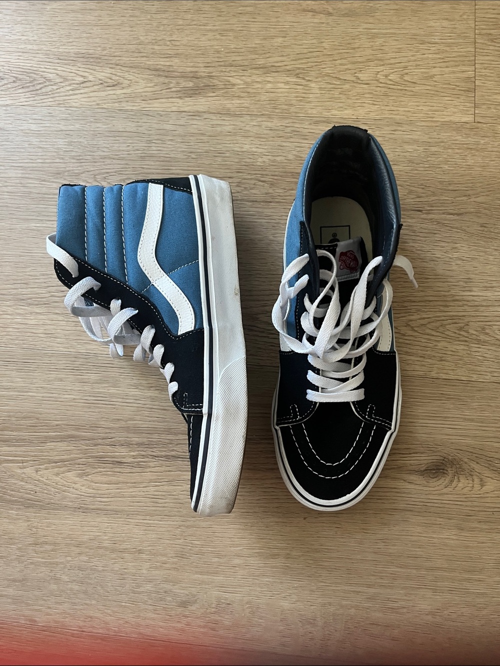 Vans High-Top Sneakers in Black, White and Blue